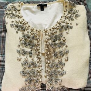 Talbots Bedazzled cream sweater! Size Medium!